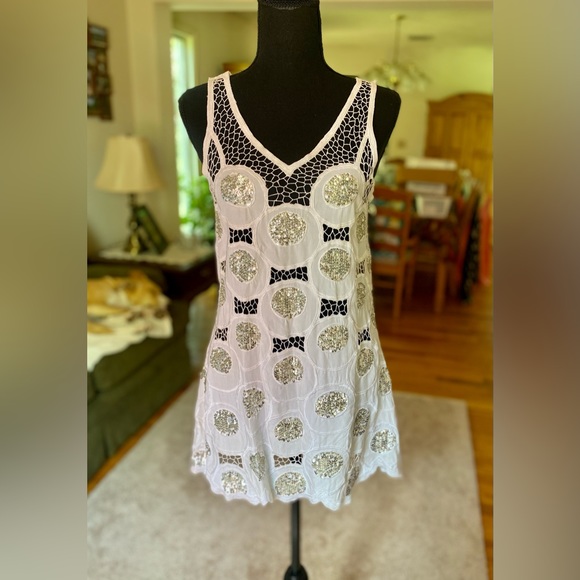 sass & bide Retro White Sequin Cutout Micro Mini Dress - Picture 2 of 9
